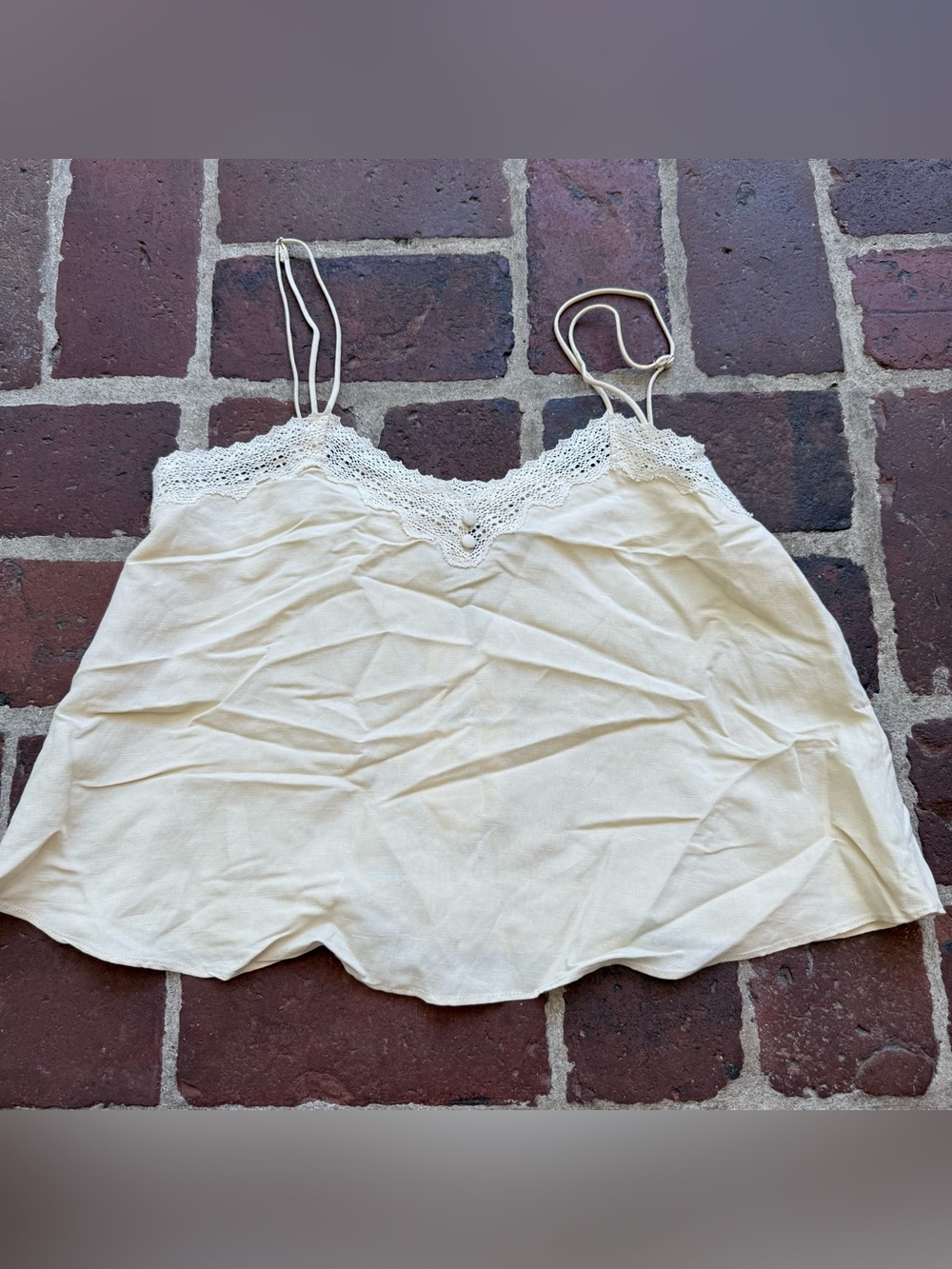Zara lace trim beige tank
